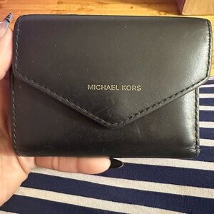 Michael Kors Black Leather trifold Wallet